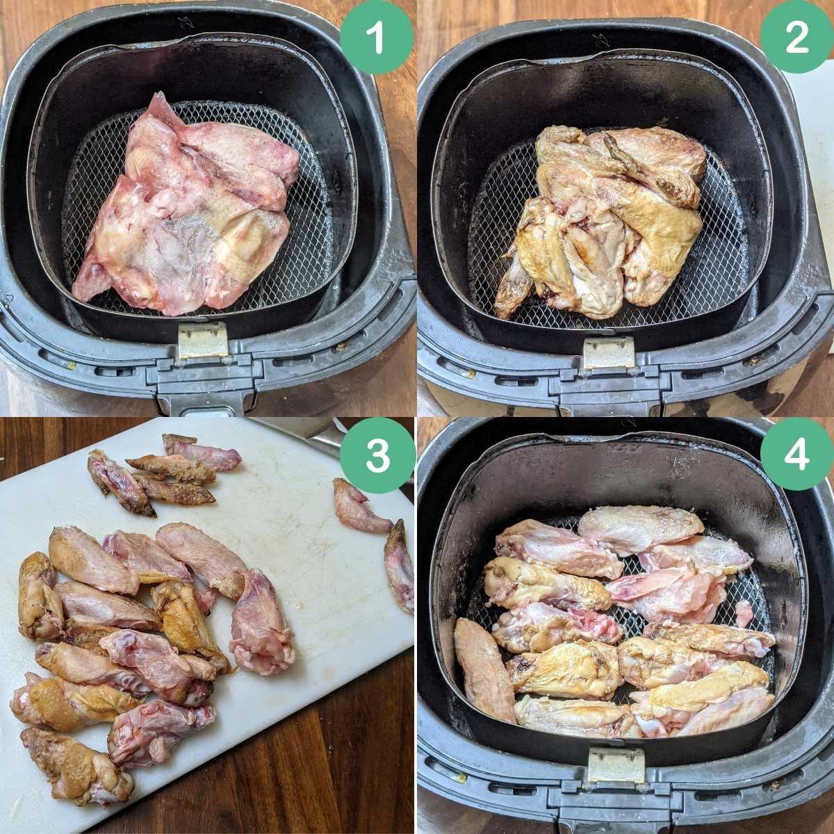 Alitas de pollo congeladas en la freidora