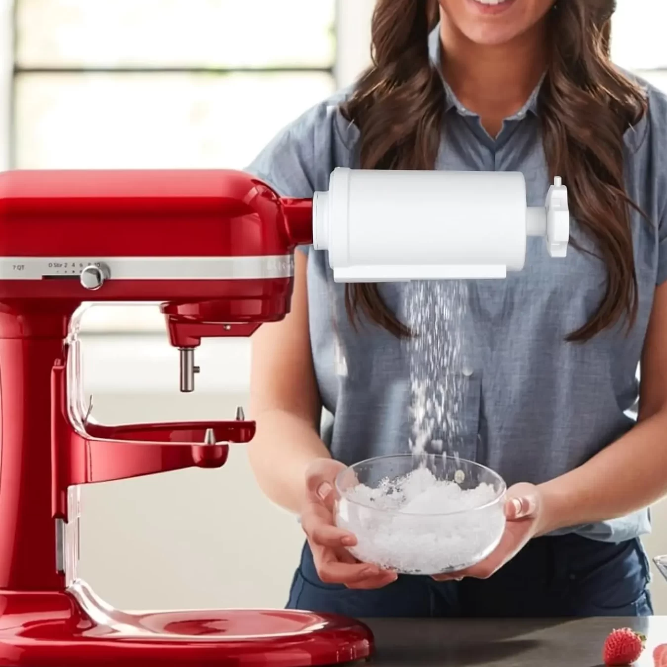 Accesorio para afeitar hielo para batidoras con base KitchenAid con 8 moldes para hielo, accesorio para afeitadora de hielo, accesorio/fabricante de conos de nieve (máquina/mezcla
